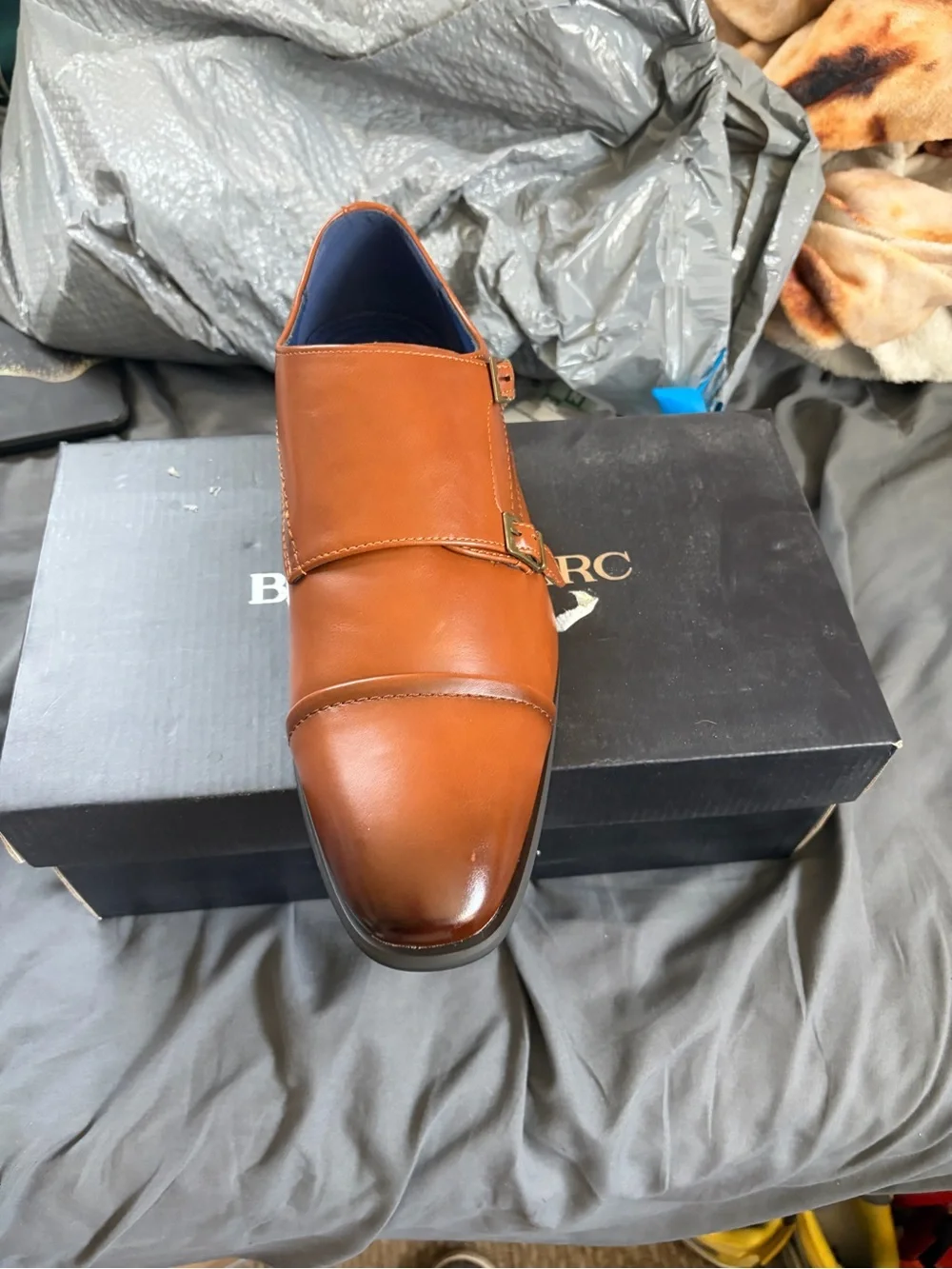 Bruno Marc Men's Double monk strap in Tan 9.5M
